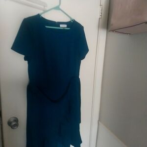 Calvin Klein Blue Asymmetrical Sheath Dress